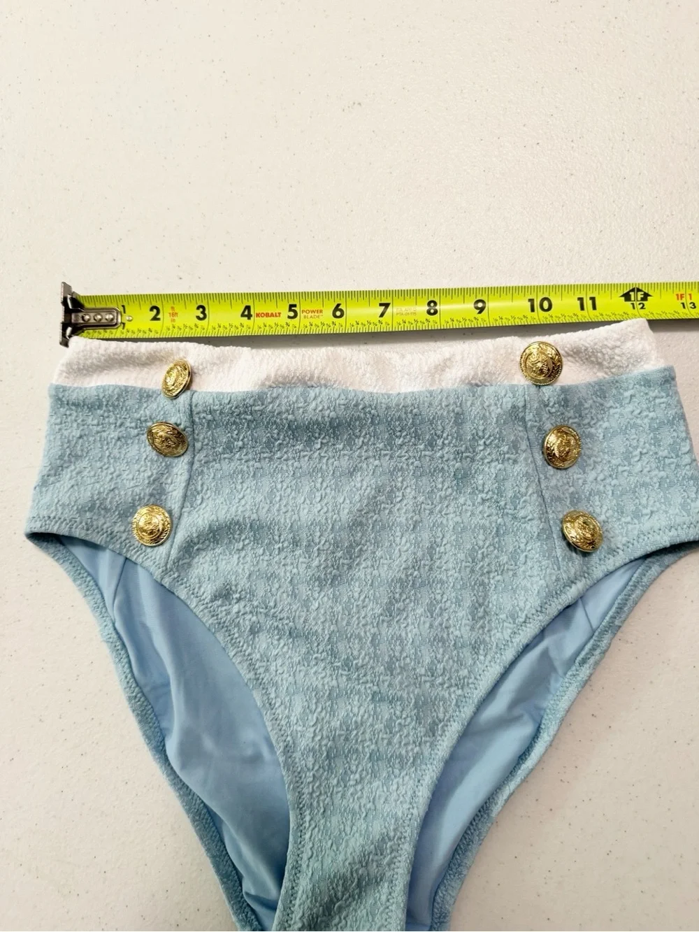 L’AGENCE Vanessa High Cut Bikini Swim Bottom Blue NWT Large